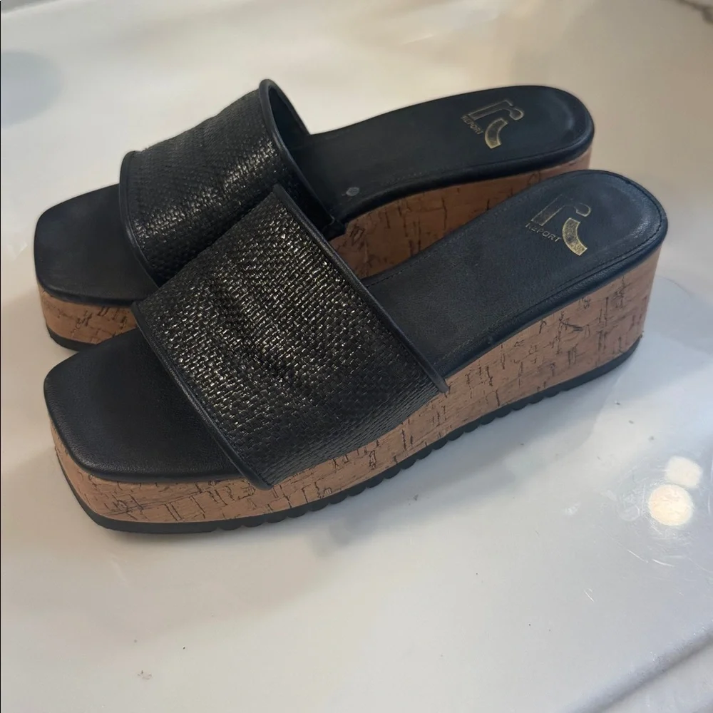 Report Black Woven Platform Slides - Picture 2 of 4